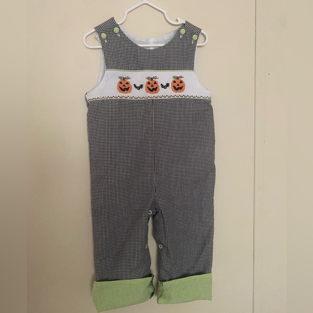 Kids Smock Halloween Pumpkin Overalls